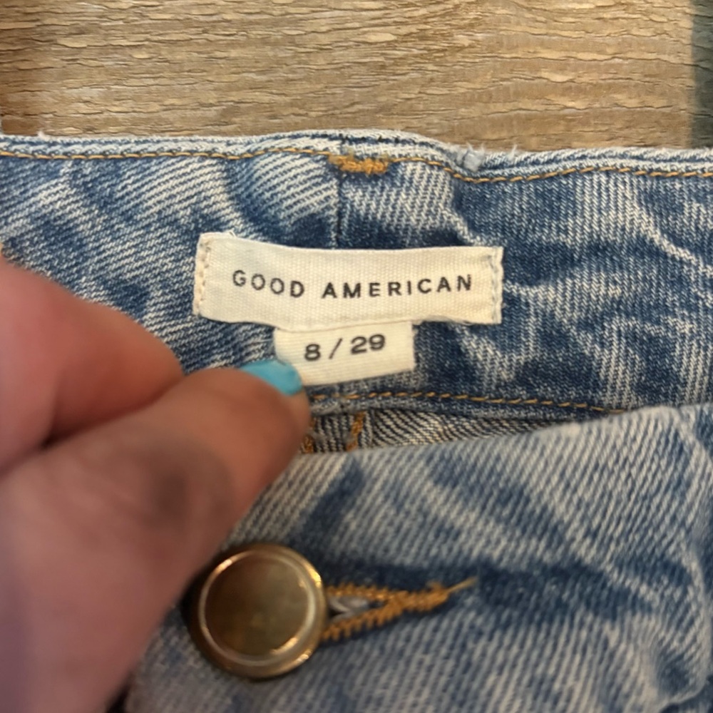 Good American High Rise Straight Ankle Jeans Distressed Light Wash 8/29 - Picture 5 of 6